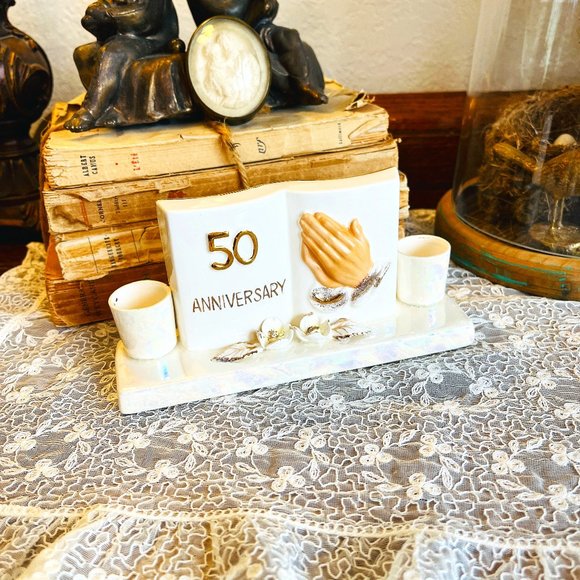 Vintage 50th anniversary decor candle holder - Picture 1 of 4